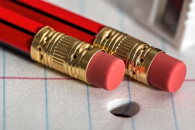 pencil, eraser, notepad, write, paper, mistake, correction, office, school, writing, supplies, page, note, education, notebook, message, drawing, paperwork, communication, back to school, error, amend, emend, eraser, eraser, eraser, eraser, eraser, mistake, mistake, correction, correction